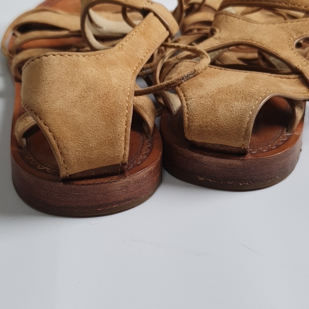 Frye Ruth Suede Short Gladiator  Tan Sandals - Picture 8 of 11
